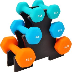 Compact Design Non-Slip Grip Neoprene Dumbbells Set with Rack for Versatile Arm Exercise