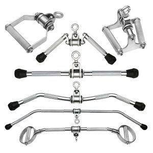 Cable Machine Attachment LAT Bar, Curl Bar Tricep Press Down Bar for Back Arm Muscle Building